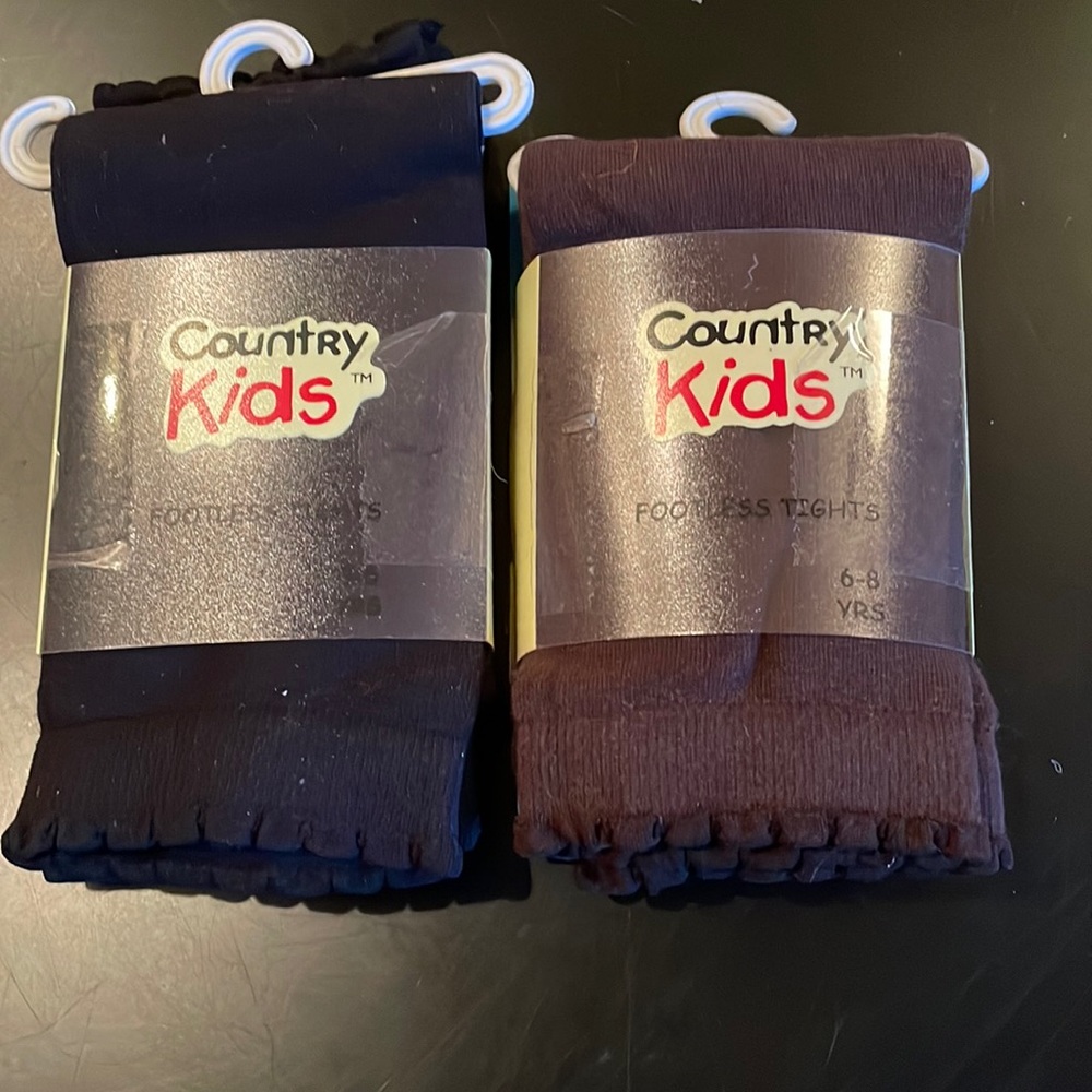 NWT- Country Kids footless tights-size 3-5/6-8 years-black and brown-great!